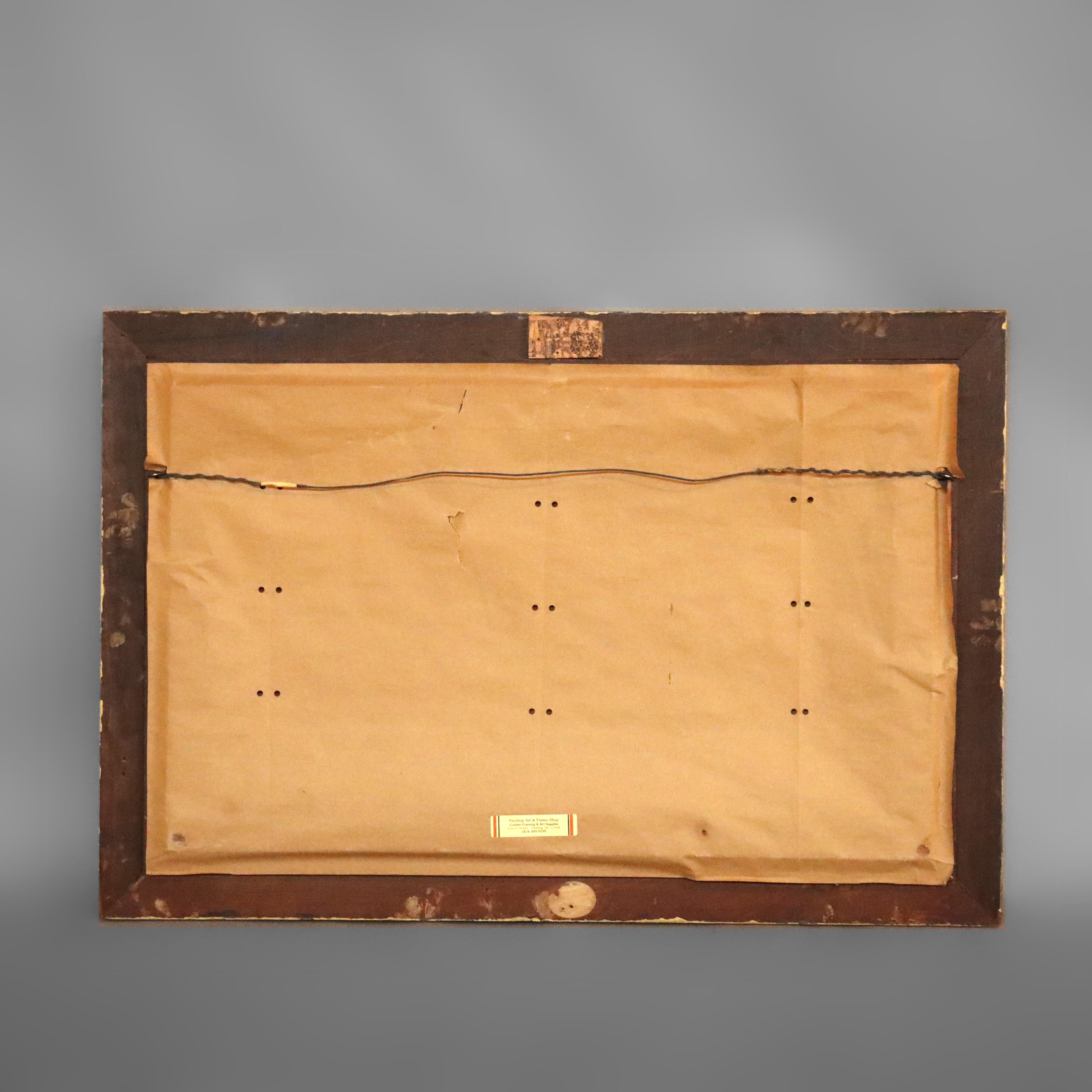 Huile sur toile ancienne de l'école de la rivière Hudson Paysage signé C1900 en vente 2