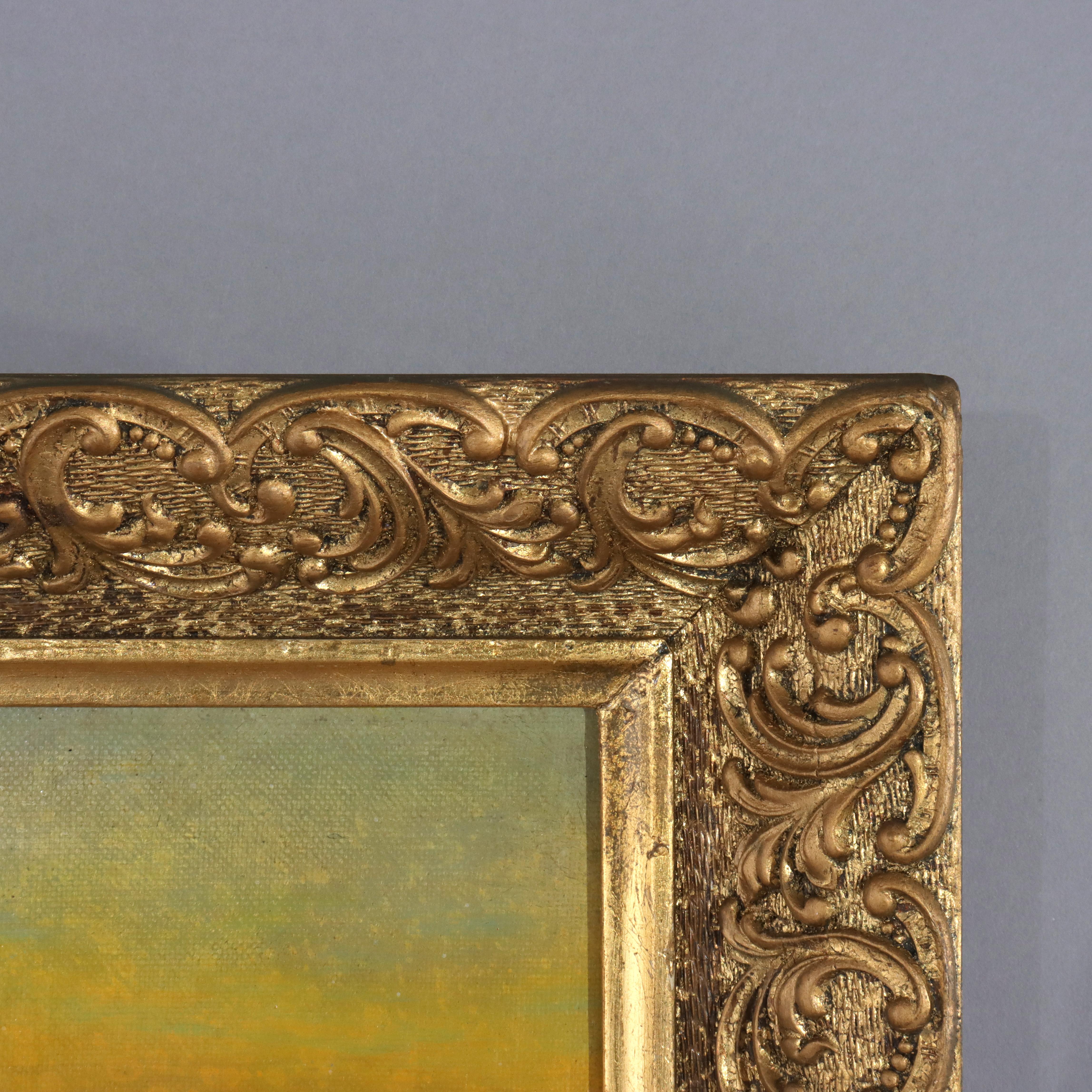 19th Century Antique Hudson River School Oil On Canvas Landscape Unsigned C1890 For Sale