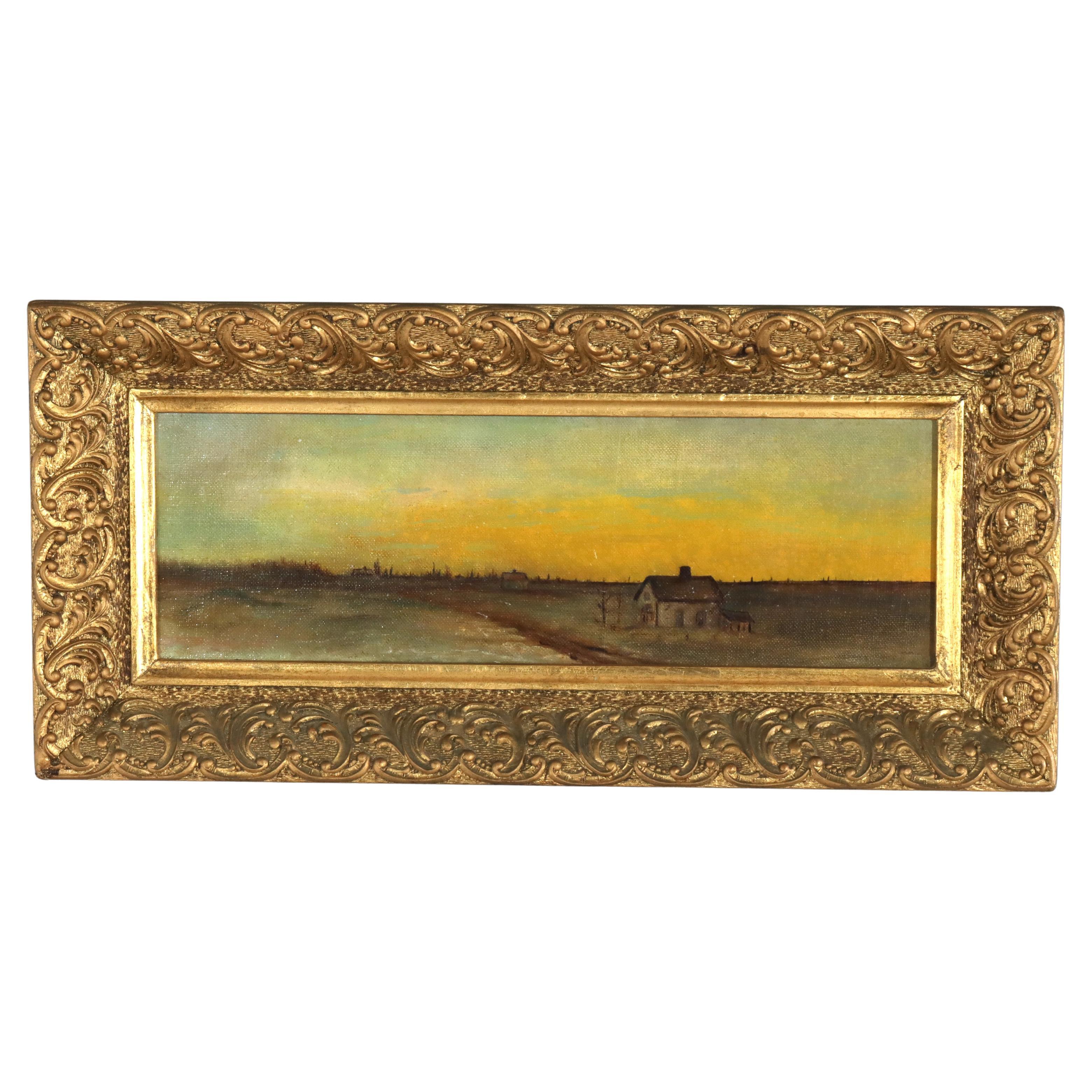 Antique Hudson River School Oil On Canvas Landscape Unsigned C1890 For Sale
