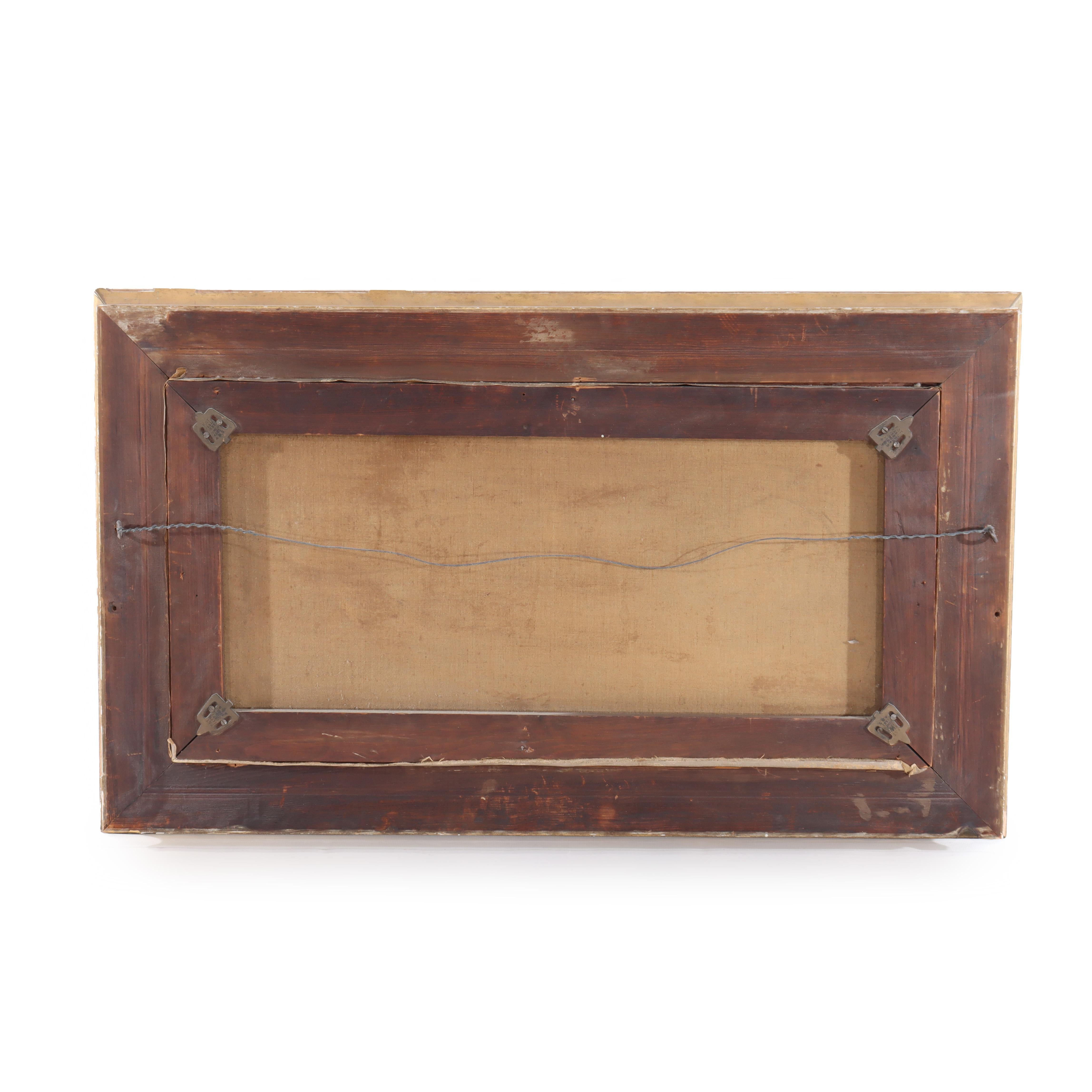 Antike Hudson River School Öl auf Leinwand Gemälde einer Fluss-Szene c1900 im Angebot 6