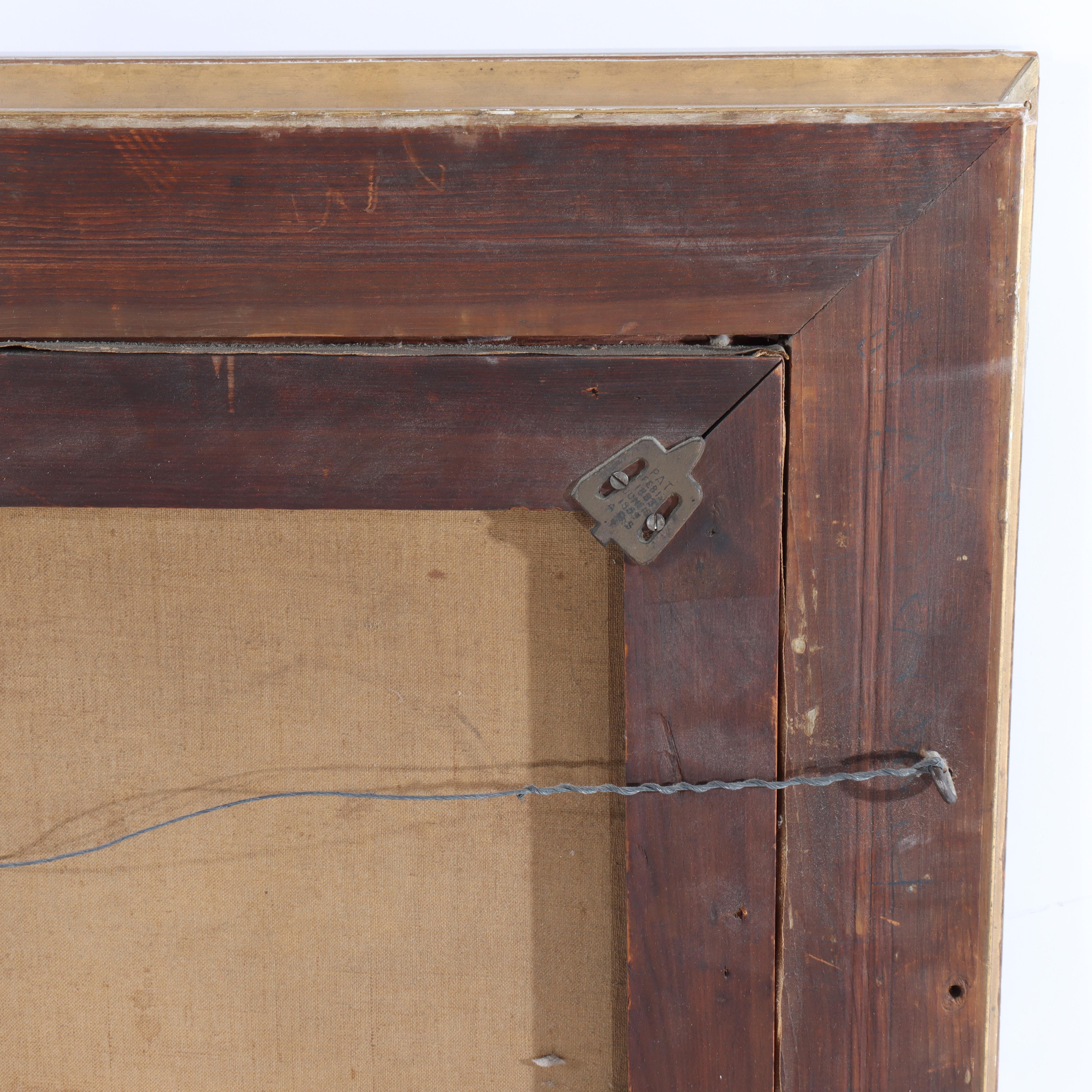 Antike Hudson River School Öl auf Leinwand Gemälde einer Fluss-Szene c1900 im Angebot 7