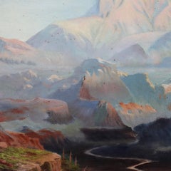 Antique Hudson River School Oil On Canvas Painting of Mt. McKinley, Alaska c1920