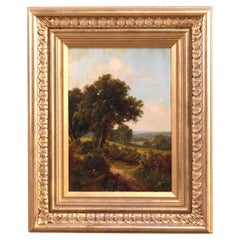 Antique Hudson River School Painting Landscape Signed WM Brown, c1890