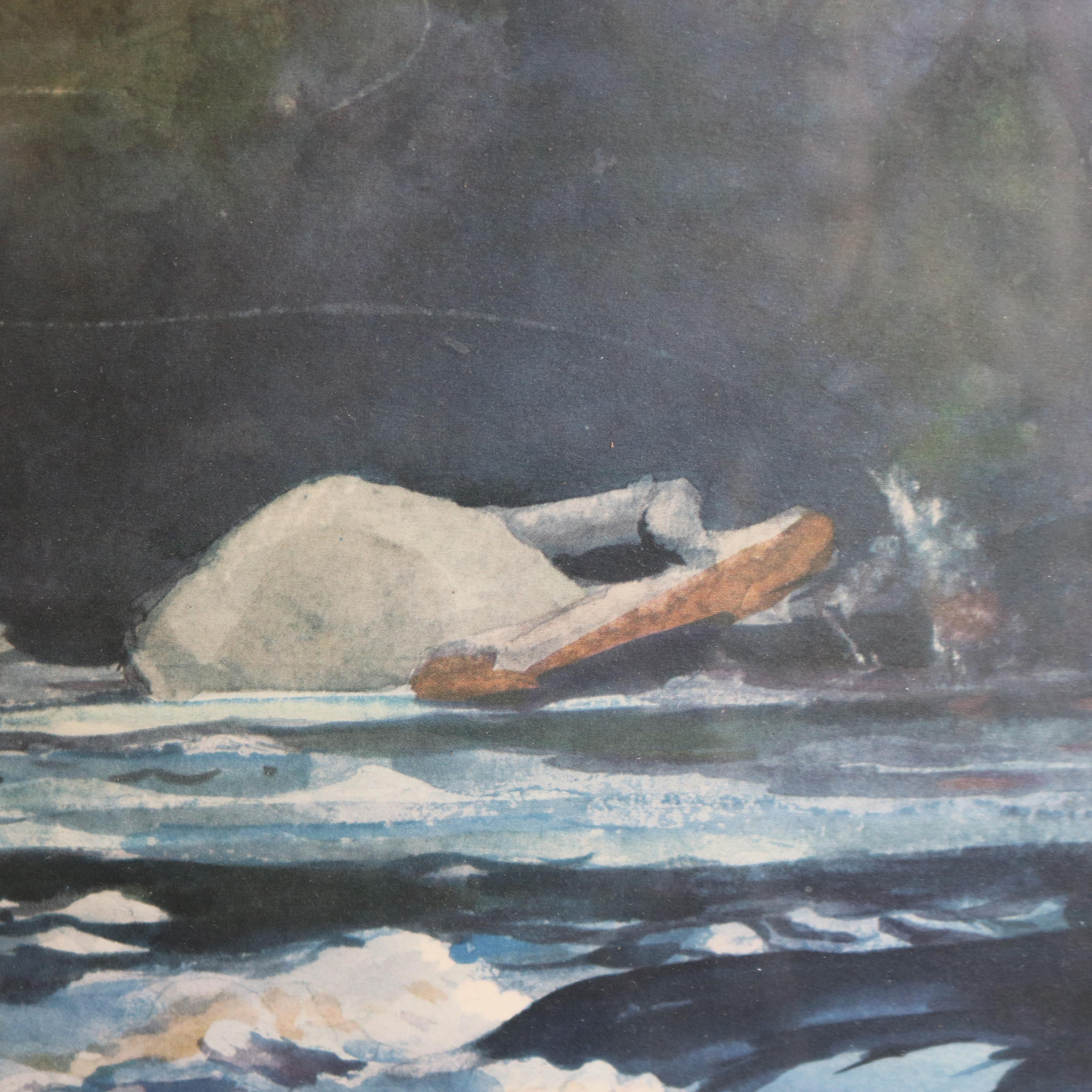Antigua escena fluvial en acuarela de la Escuela del Río Hudson, firmada por el artista, C1894 en Bueno estado para la venta en Big Flats, NY