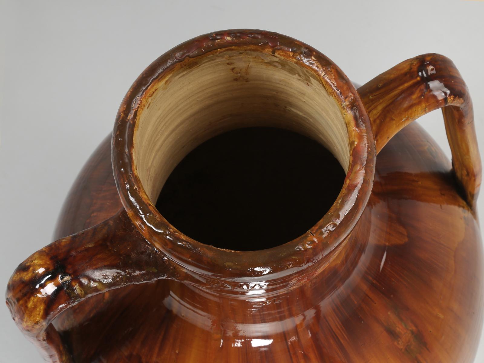Glazed Antique Huge Italian Olive Oil Jar or Amphora in Great Color Palette