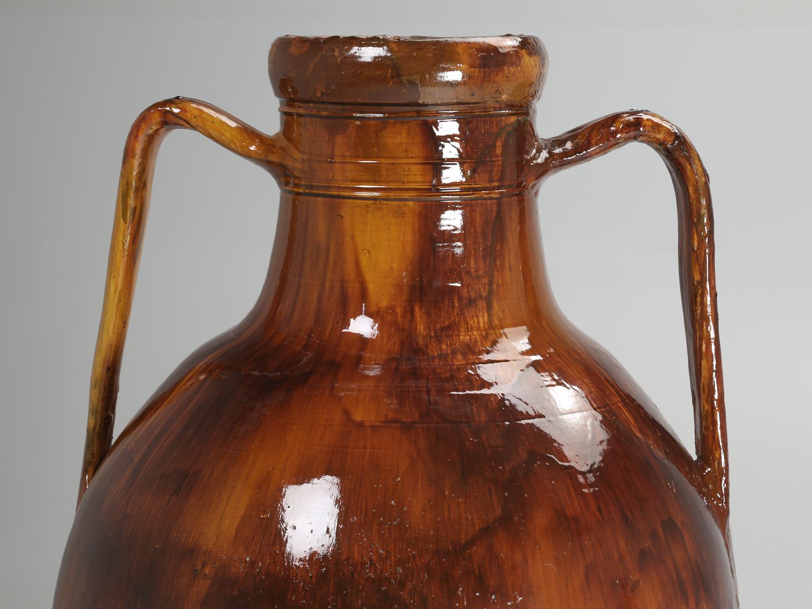 Terracotta Antique Huge Italian Olive Oil Jar or Amphora in Great Color Palette