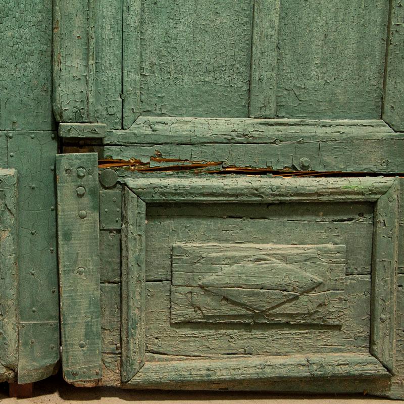 19th Century Antique Huge Architectural Green Gate Large Salvaged Doors