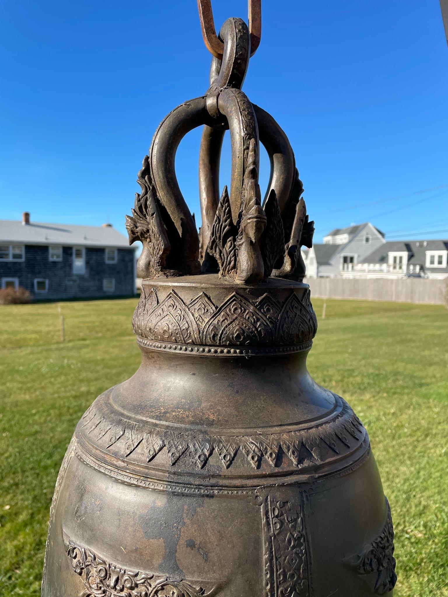 Cast Antique Huge Bronze Bell  Resonates Pleasing Sound For Sale