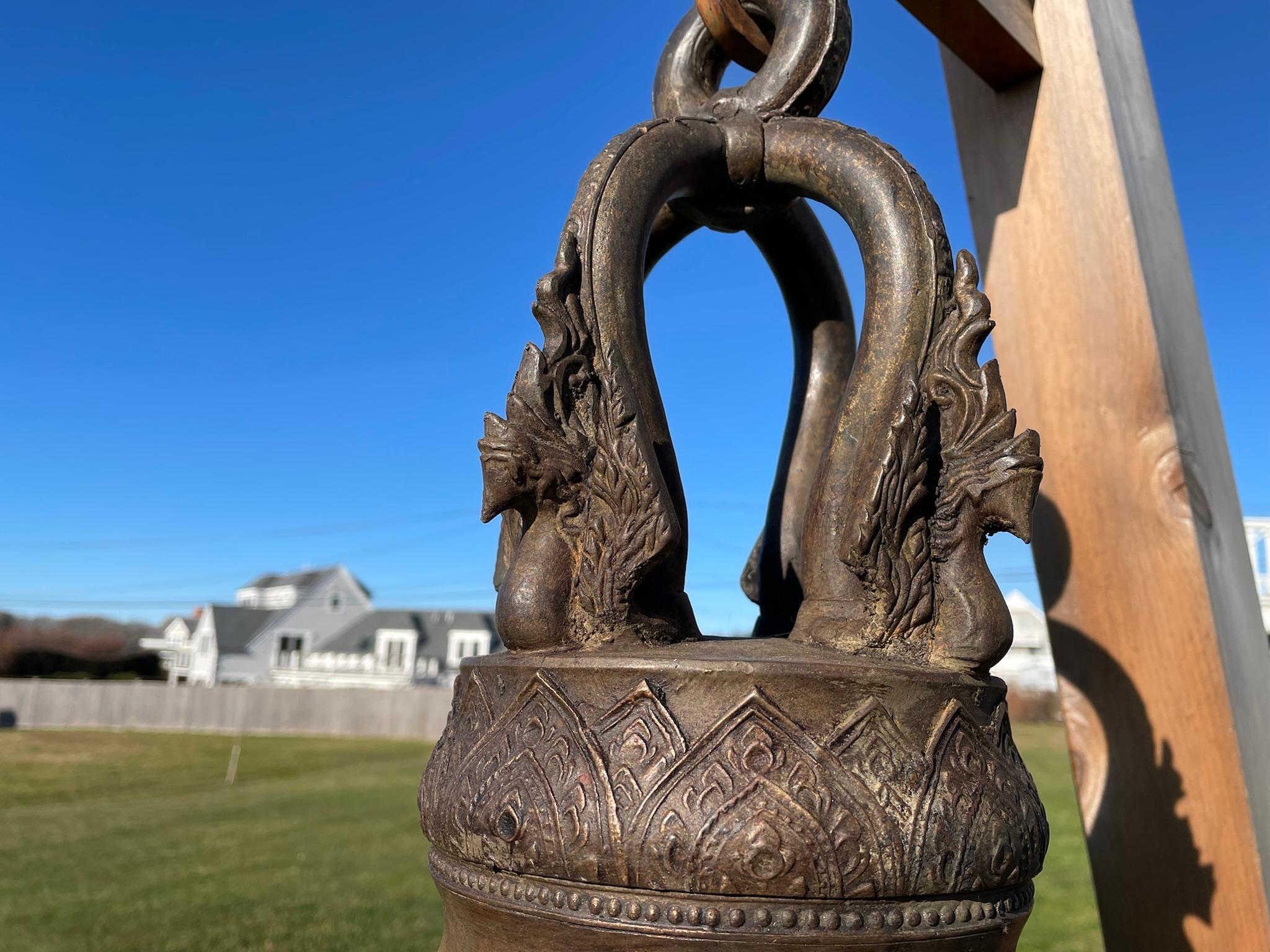 Antique Huge Bronze Bell  Resonates Pleasing Sound In Good Condition For Sale In South Burlington, VT