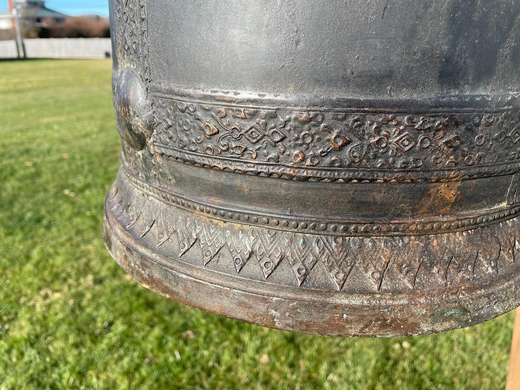 Antique Huge Bronze Bell  Resonates Pleasing Sound For Sale 1