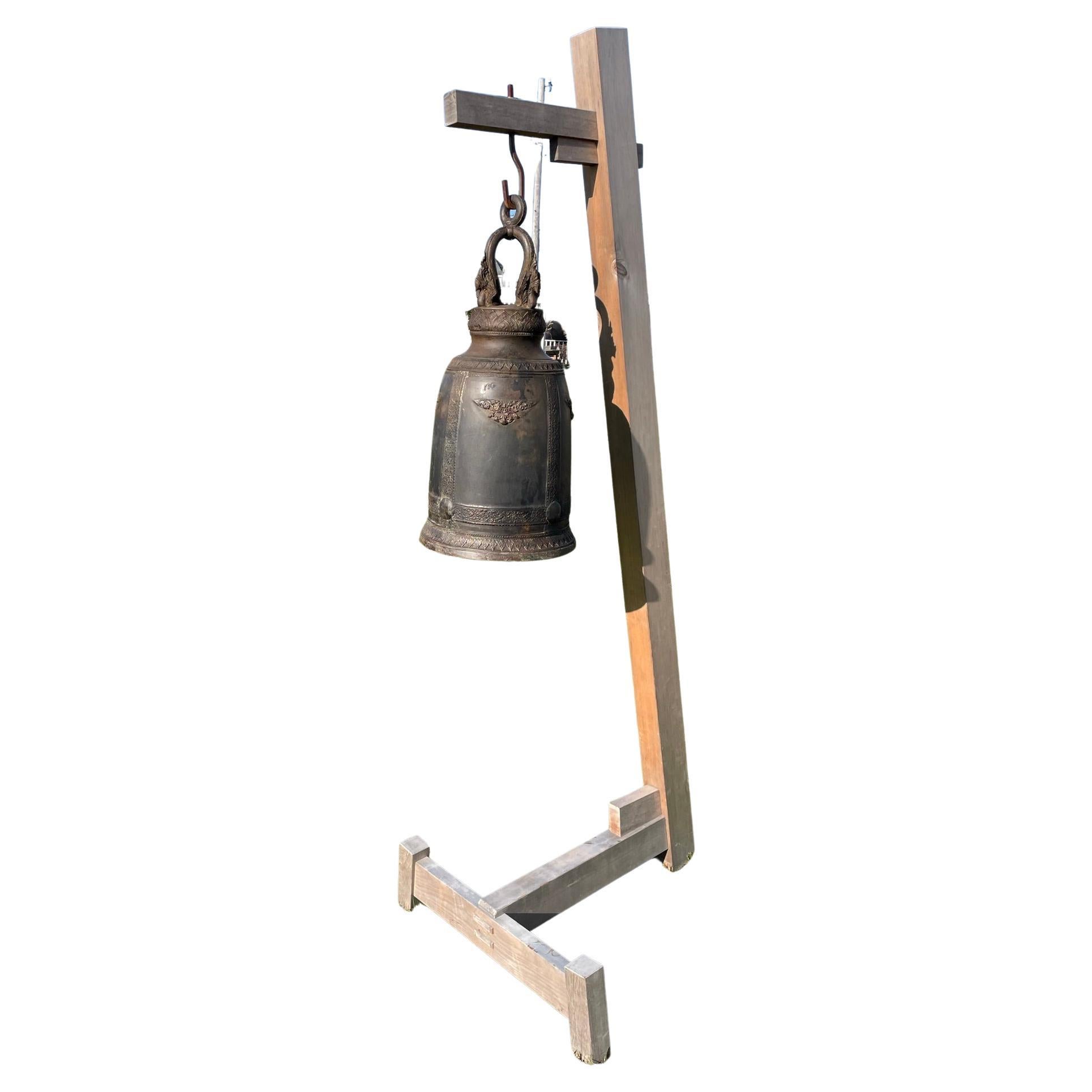 Antique Bronze Bell and Custom Crafted Stand Calm Resonating Pleasing