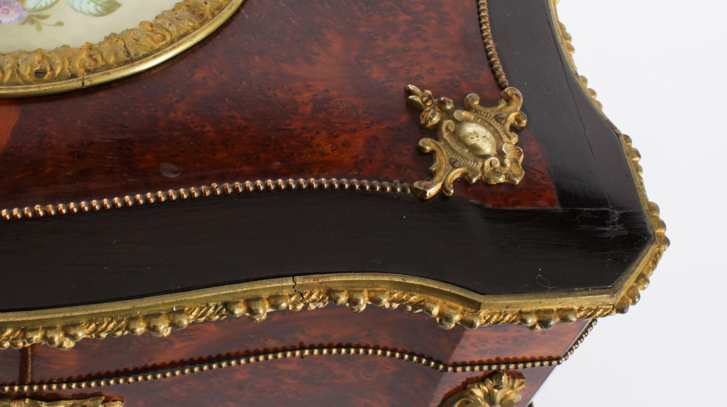 Antike große französische Amboyna-Porzellan-Kamee-Schreibkasten Kasten aus dem 19. Jahrhundert im Angebot 3