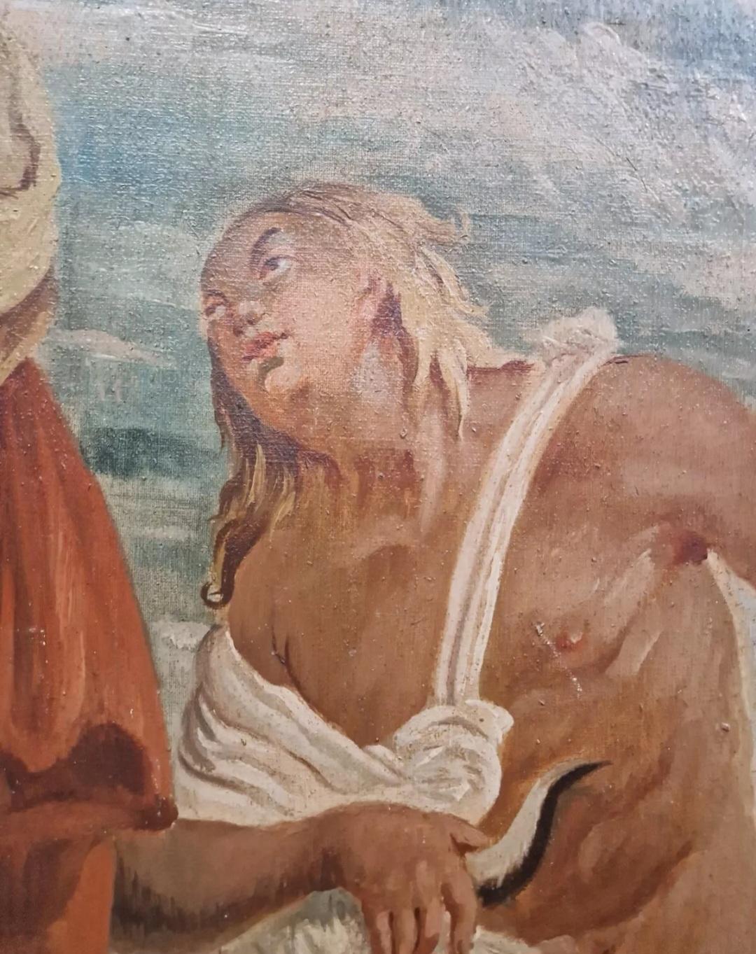 Antike Riesige Französische Ölgemälde Flemish Wandteppich im Angebot 9