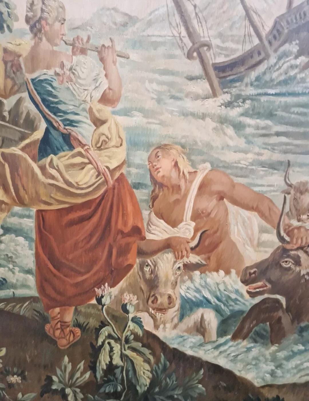 Antike Riesige Französische Ölgemälde Flemish Wandteppich (19. Jahrhundert) im Angebot