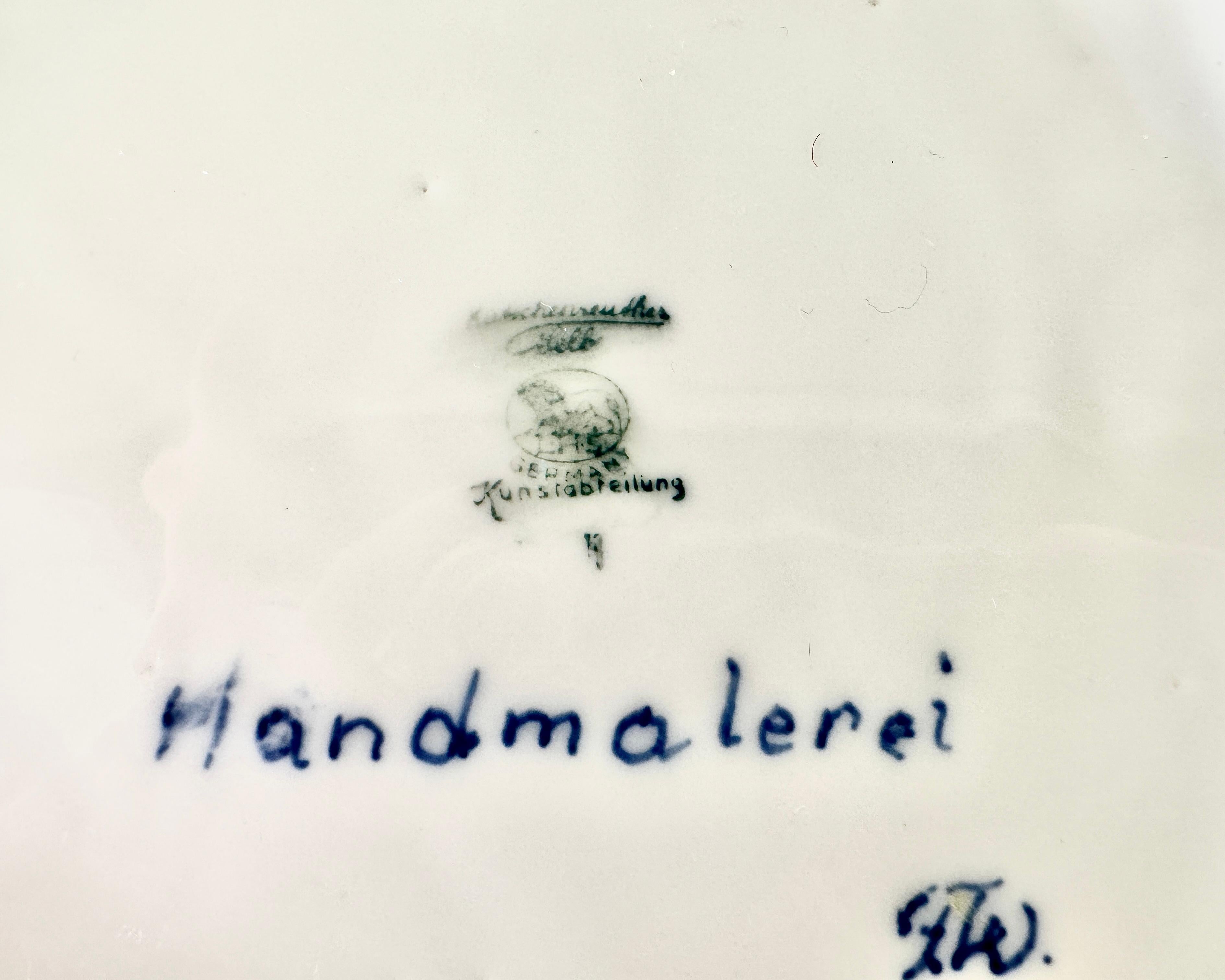 Antico vaso Hutschenreuther dipinto a mano in Germania nel 1910 Condit... in vendita 3