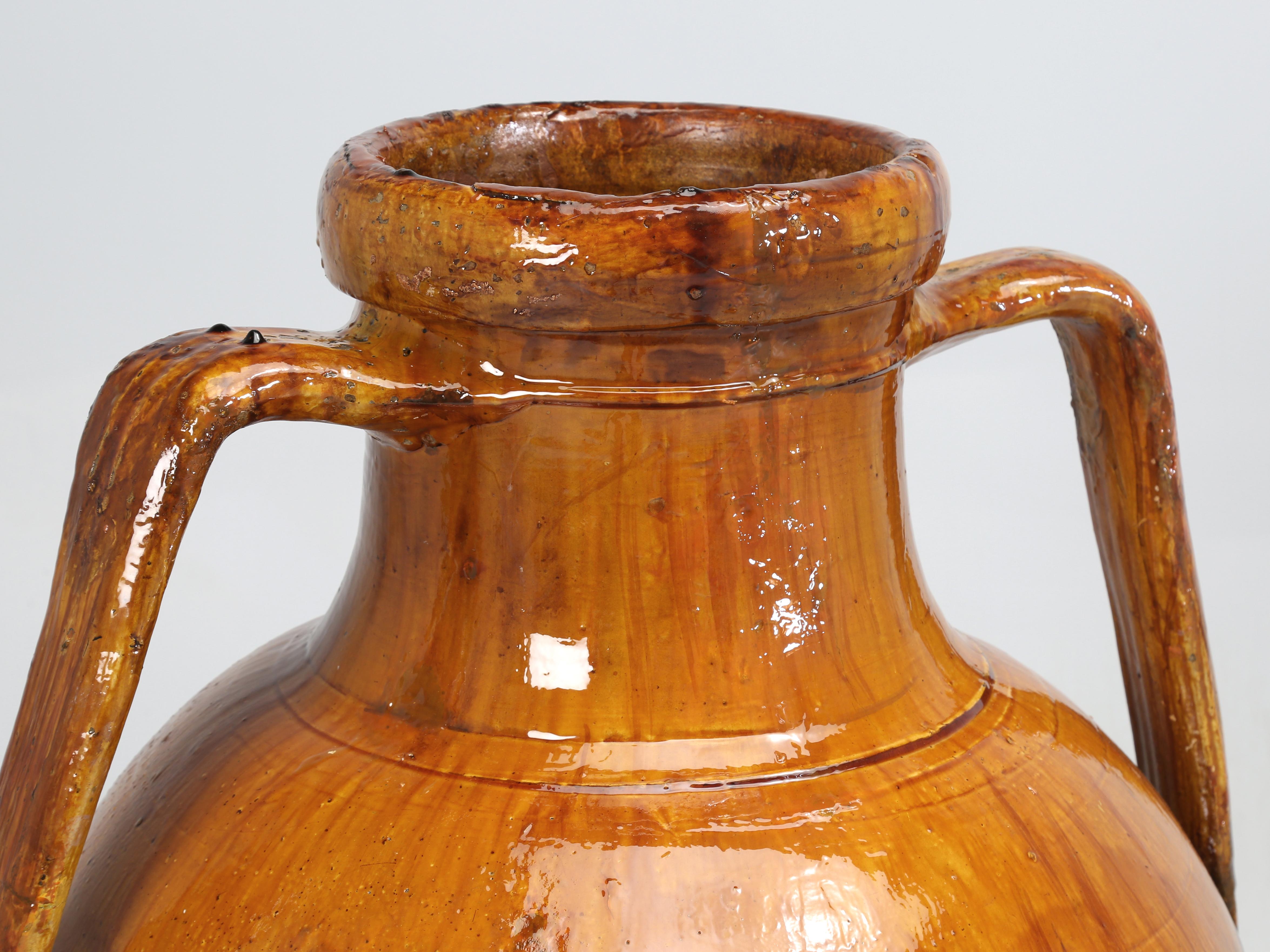 Country Antique Huge Italian Olive Oil Jar or Amphora Great Color Italian Late 1800's  For Sale