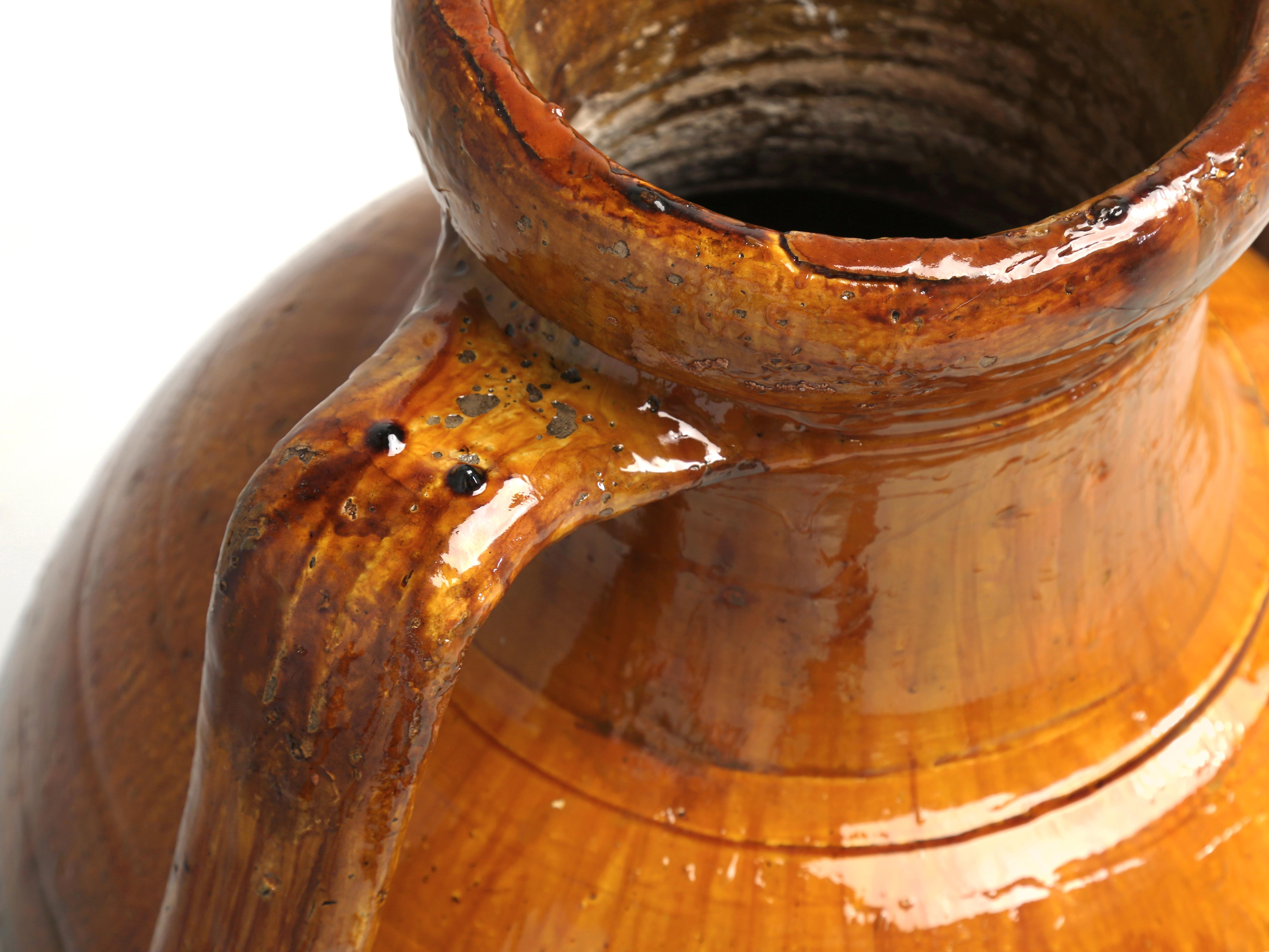 Antike riesige italienische Olivenöl Jar oder Amphora Große Farbe Italienisch Ende 1800's  (Handgefertigt) im Angebot
