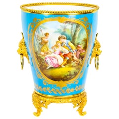 Antique Ormolu Mounted Bleu Celeste Sèvres Porcelain Jardinière, 19th Century