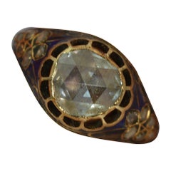 Antique Huge Rose Cut Diamond 15 Carat Gold Solitaire Ring