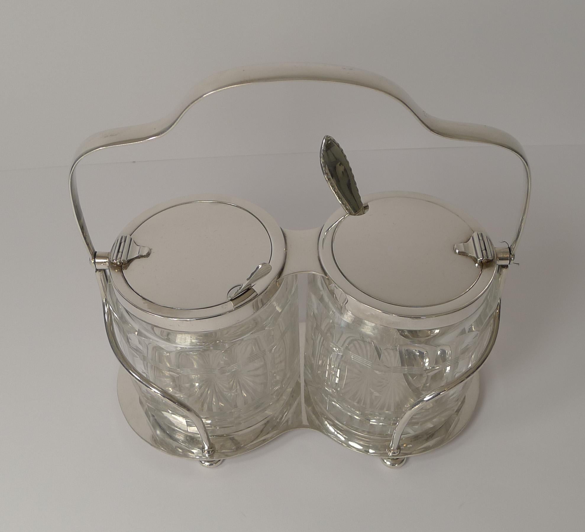 Antique Hukin & Heath Double Automated Preserve Jars c.1900 3