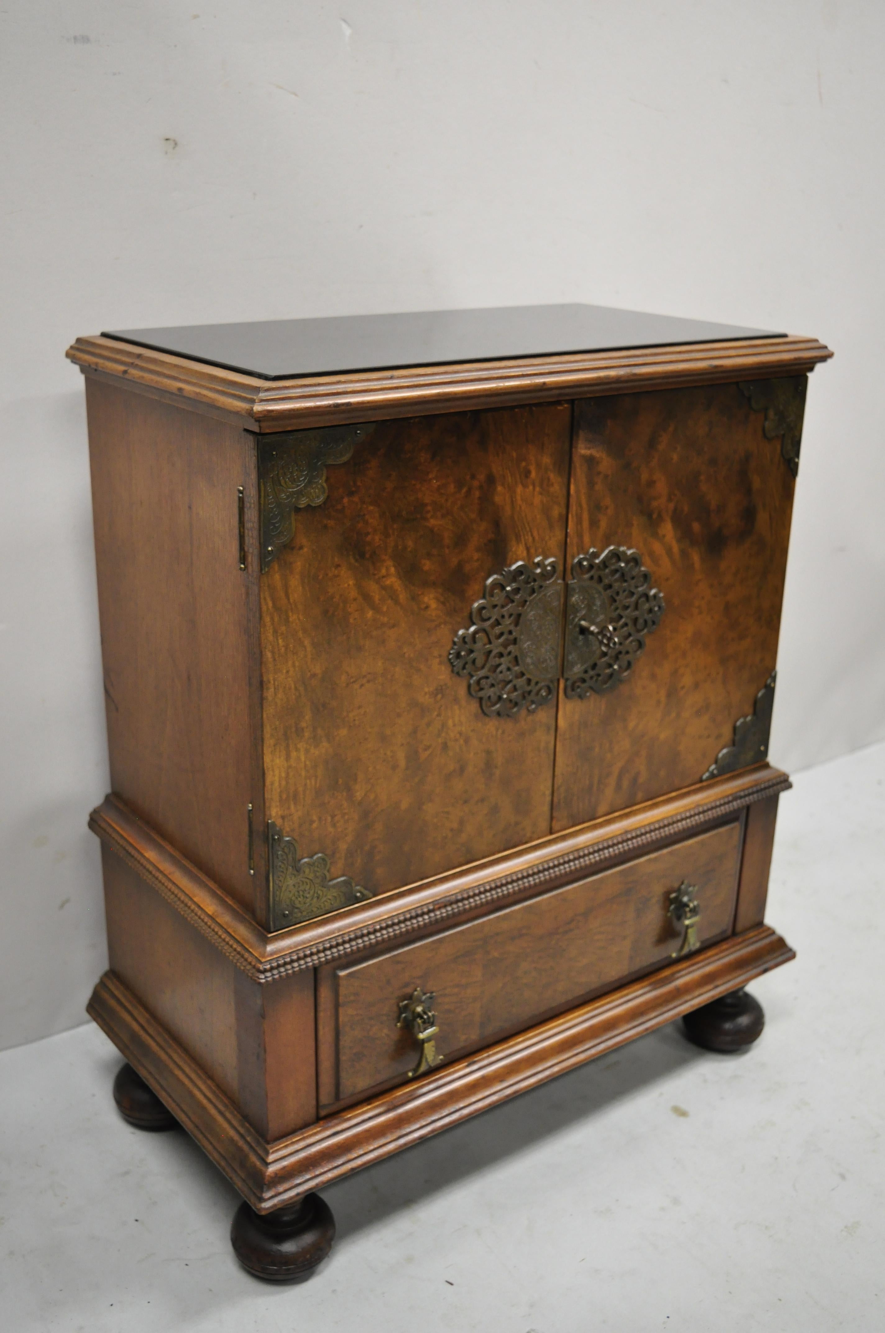 Antique Humidor Tobacco English Jacobean William & Mary Miniature Chest Cabinet 4