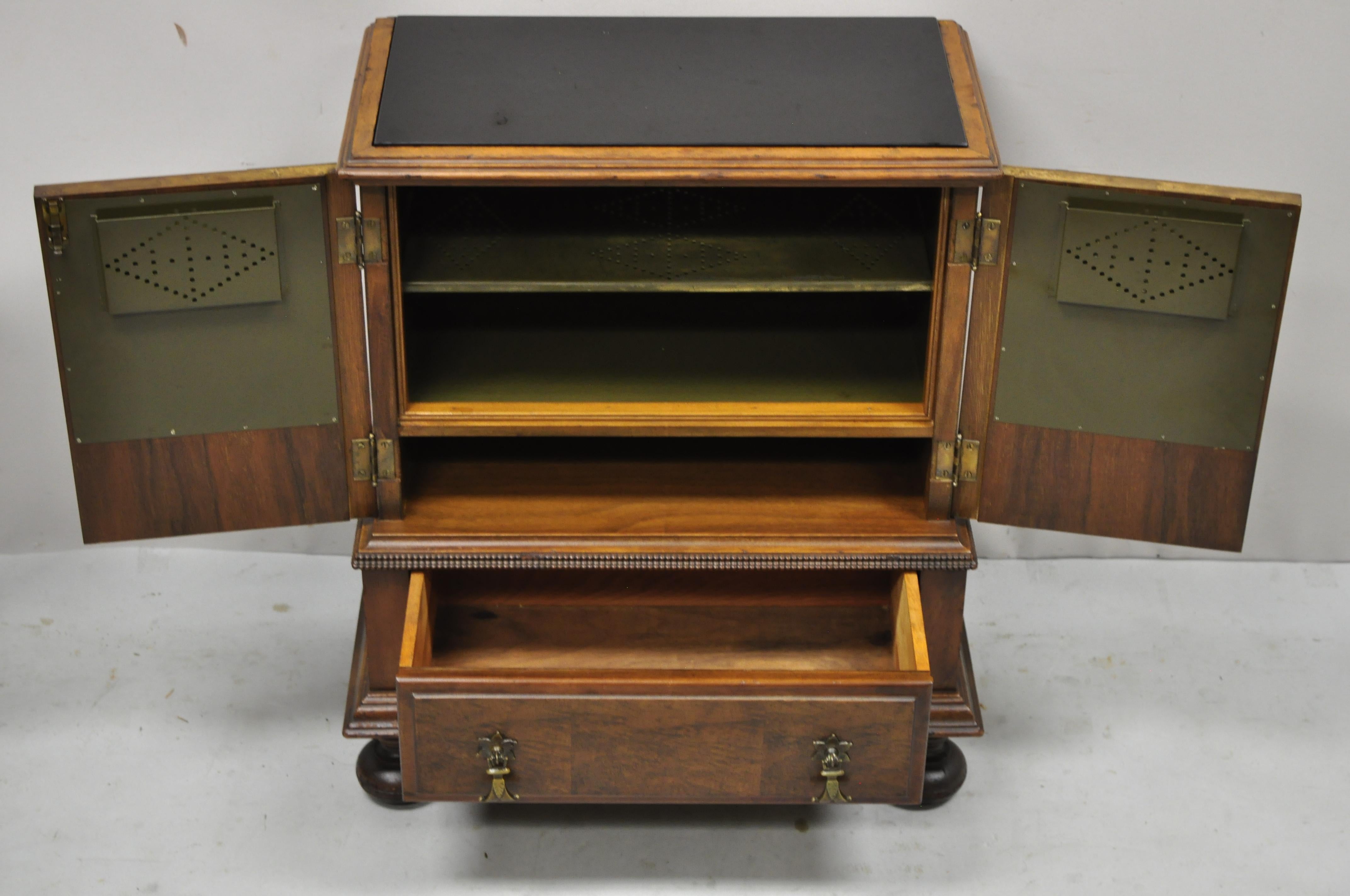 20th Century Antique Humidor Tobacco English Jacobean William & Mary Miniature Chest Cabinet