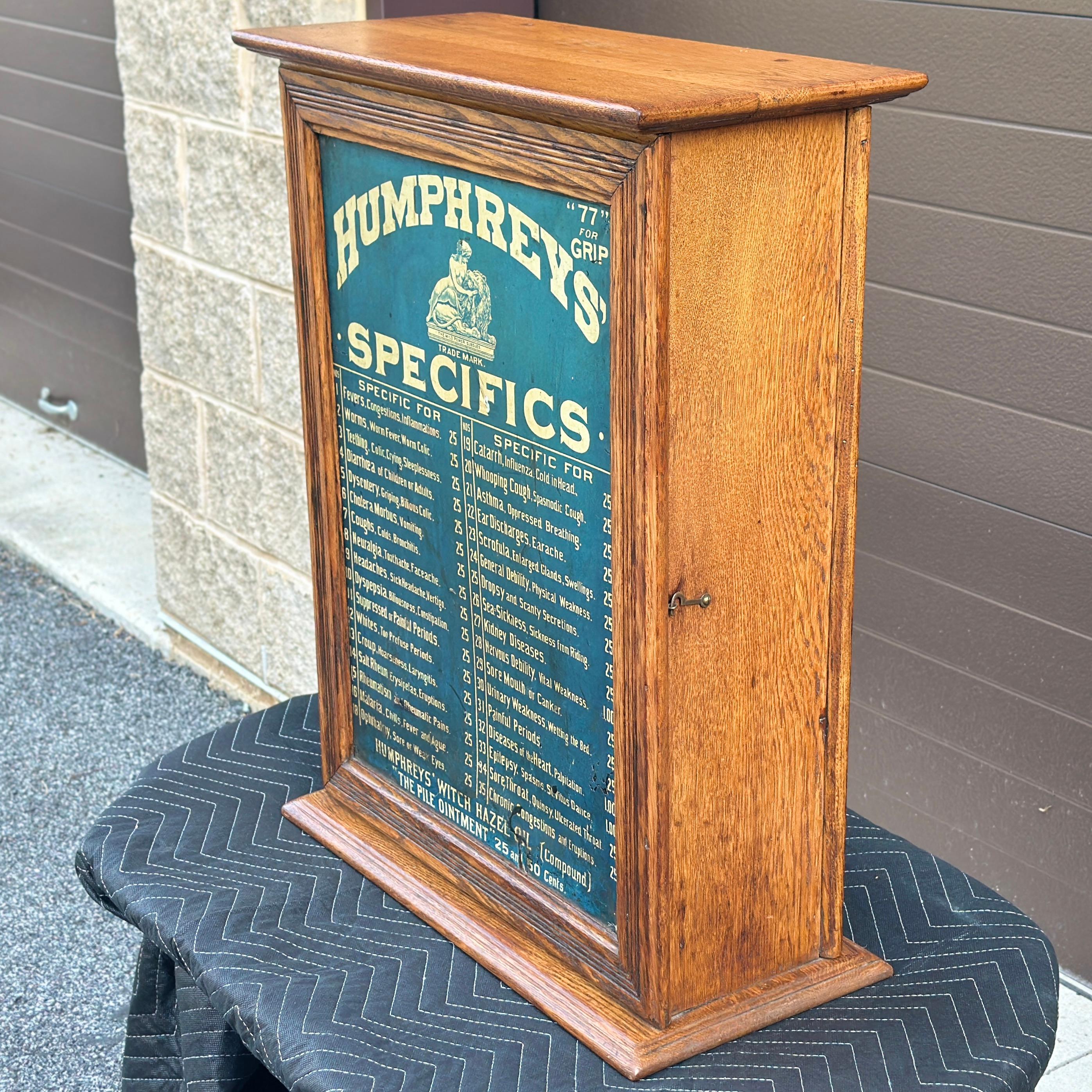 Rustic Antique Humphreys’ Specifics Apothecary Medicine Cabinet With 34 Drawers