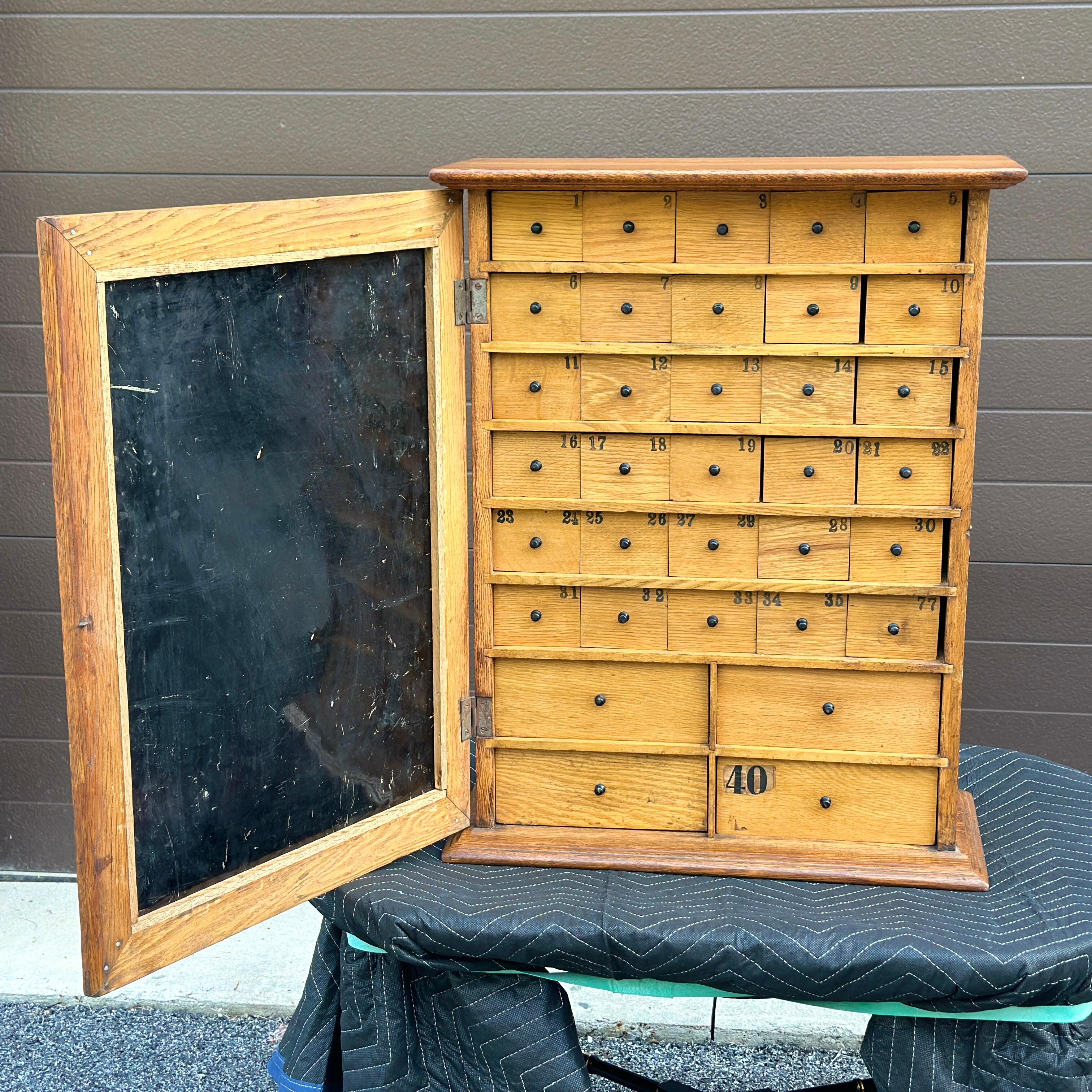 American Antique Humphreys’ Specifics Apothecary Medicine Cabinet With 34 Drawers