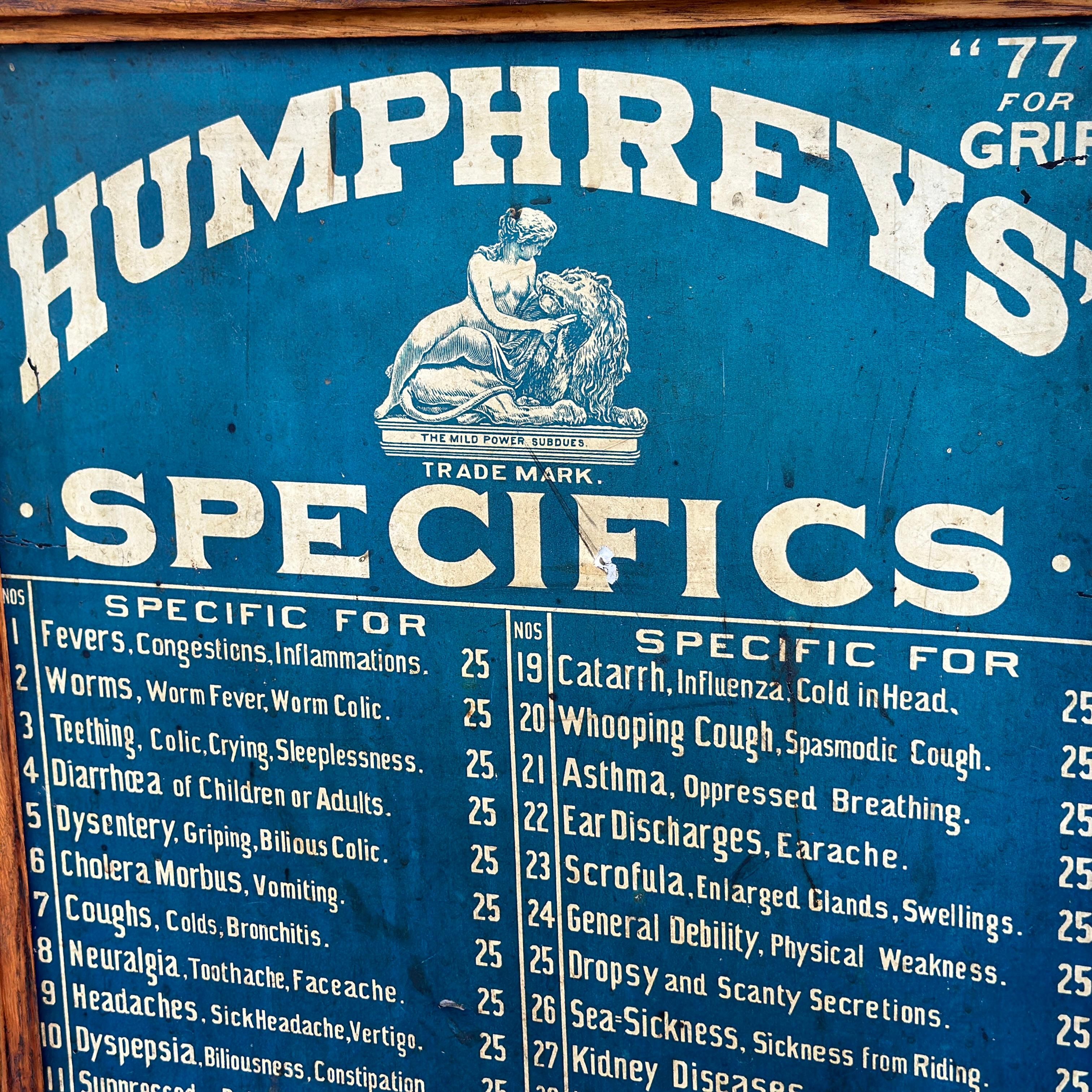 Metal Antique Humphreys’ Specifics Apothecary Medicine Cabinet With 34 Drawers