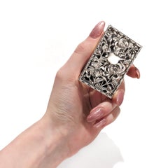 Antique Hung Chong Chinese Export Silver Matchbox Cover with Chrysanthemums