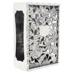 Antique Hung Chong Chinese Export Silver Matchbox Cover with Chrysanthemums