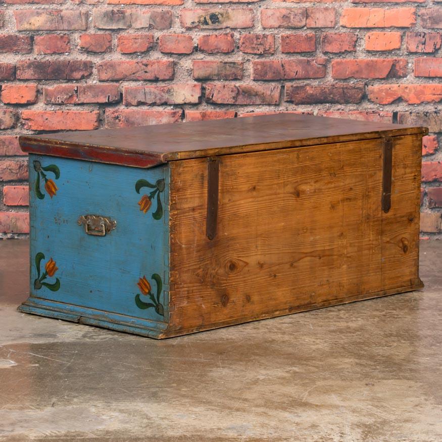 19th Century Antique Hungarian Folk Art Painted Trunk