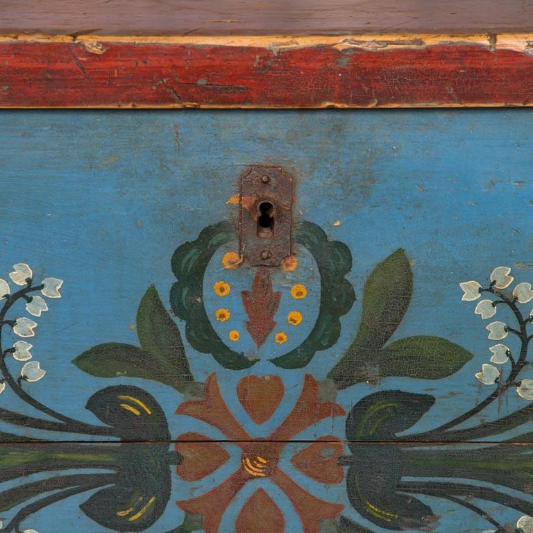 Antique Hungarian Folk Art Painted Trunk at 1stDibs