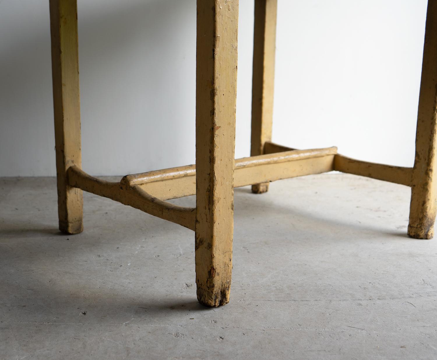 Hand-Crafted Antique Hungarian Rustic Painted Pine Side Table, 19Th Century For Sale