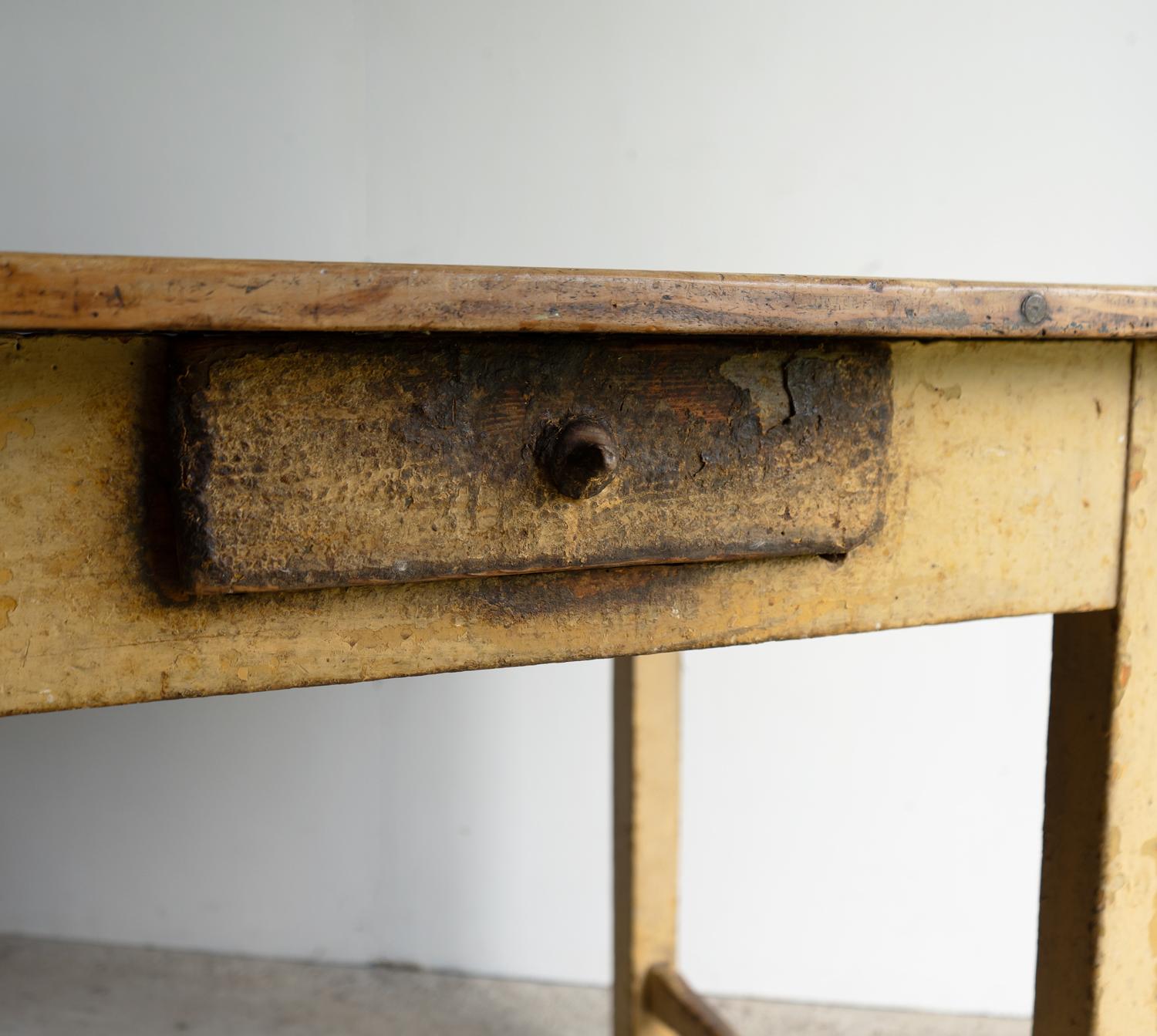 Antique Hungarian Rustic Painted Pine Side Table, 19Th Century In Good Condition For Sale In Bristol, GB