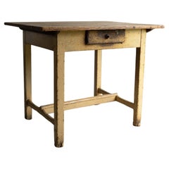 Antique Hungarian Rustic Painted Pine Side Table, 19Th Century