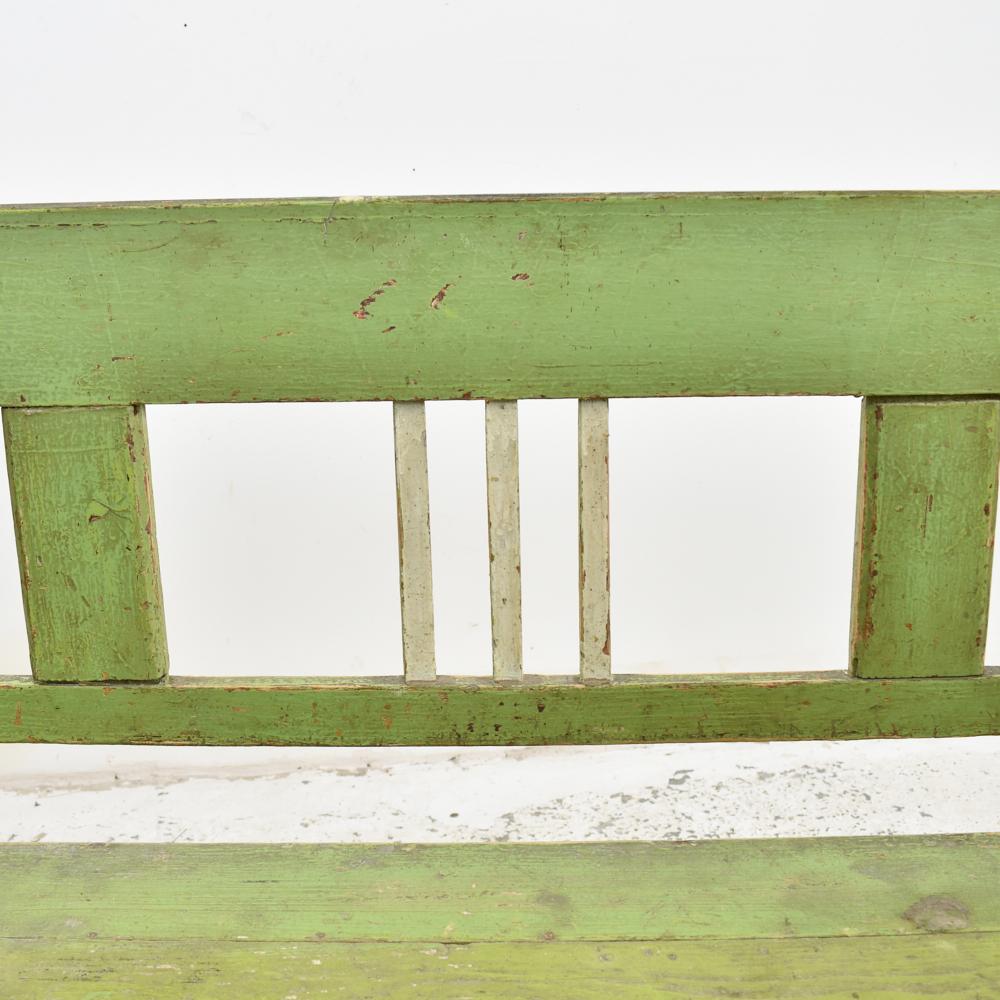 Antique Hungarian Settle Storage Bench, Pale Green 1