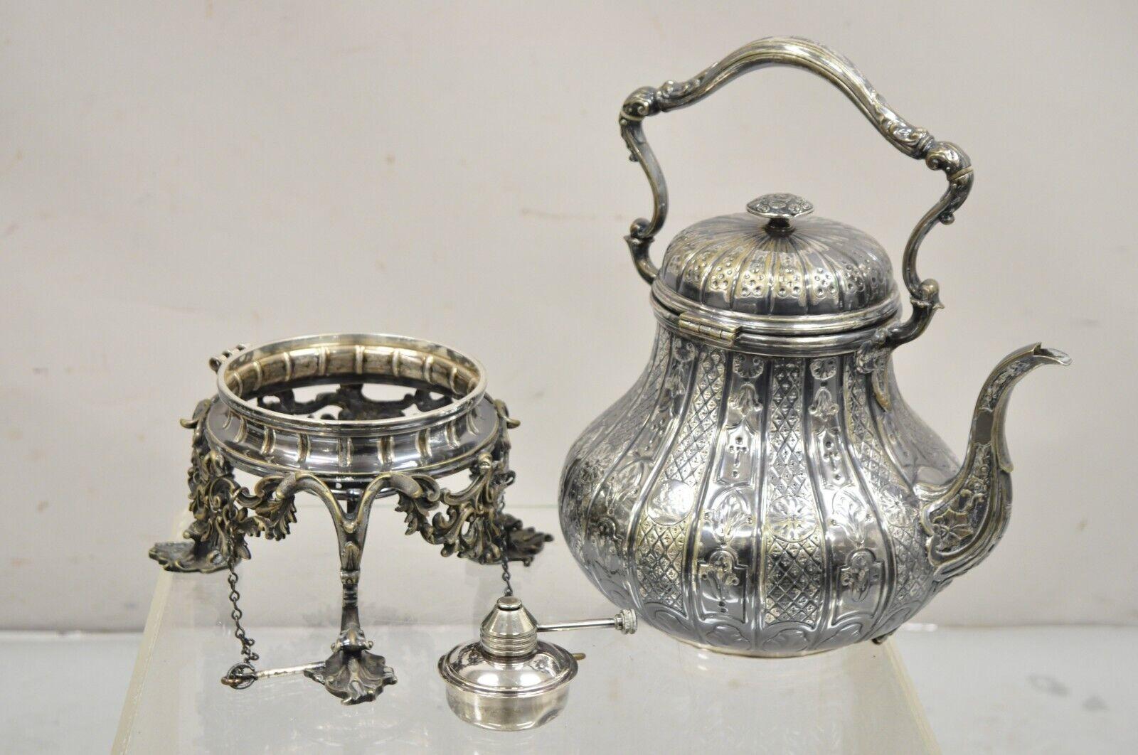 Antique Hunt & Roskell Late Store & Mortimer Silver Plated Tilting Tea Pot Stand en vente 4