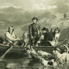 Antique Hunting Engraving, Crossing The Tay