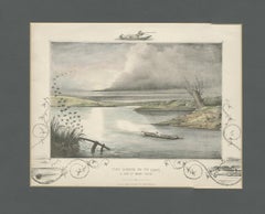 Antique Hunting Print of a shot at Brent Geese, circa 1863