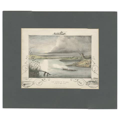 Antique Hunting Print of a shot at Brent Geese, circa 1863