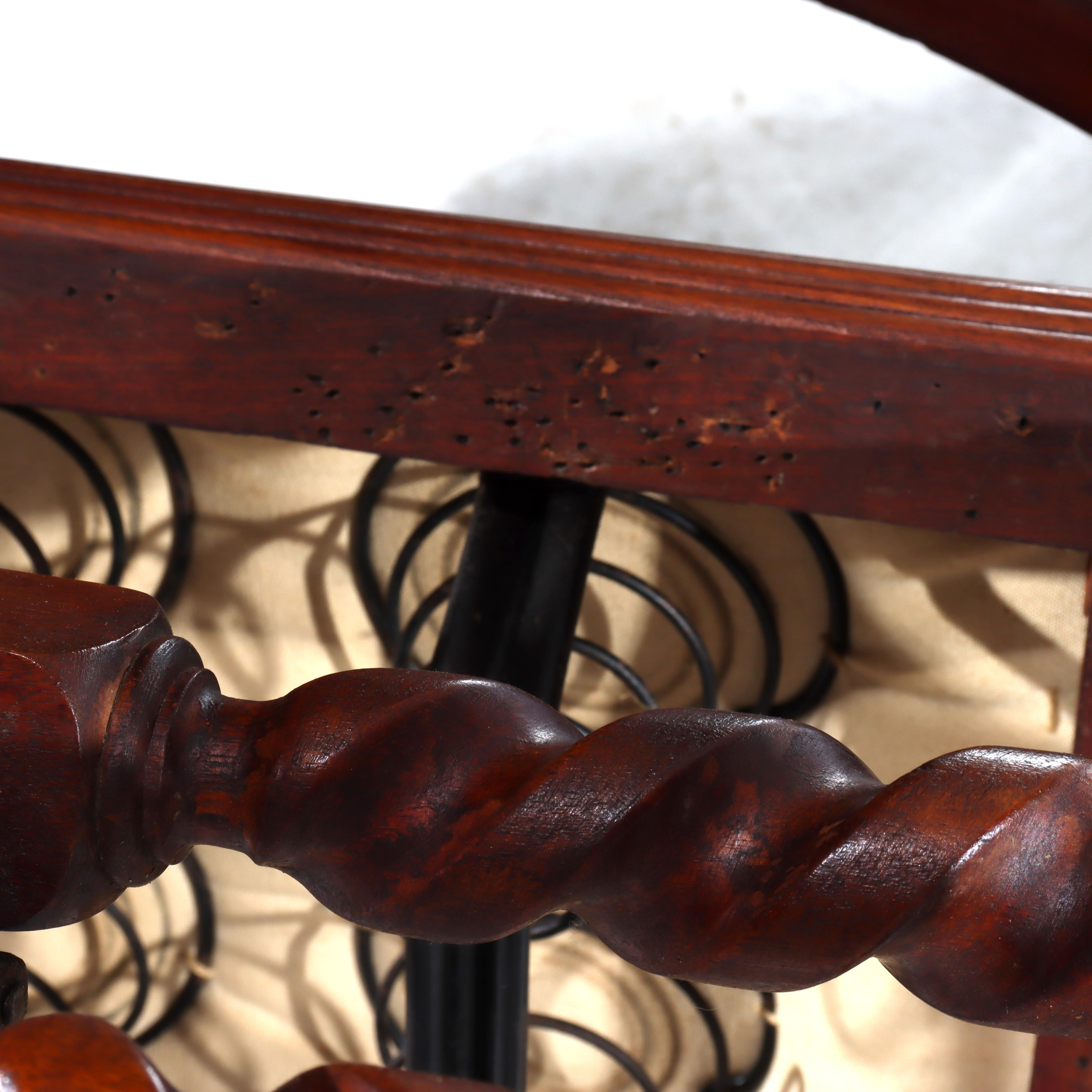 Antike Hunzinger Eiche Seil Twist Plattform Schaukelstuhl c1890 im Angebot 8