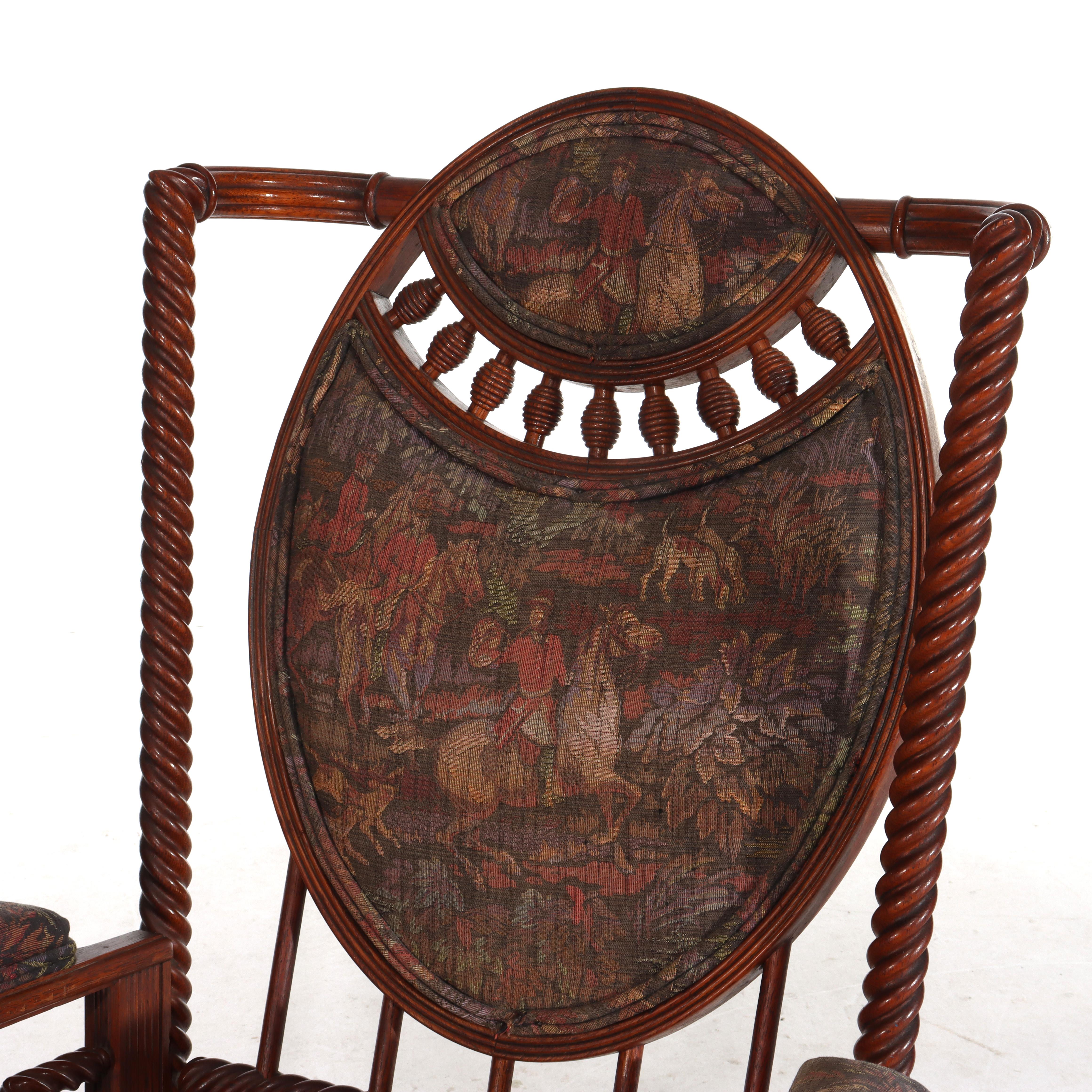 Antike Hunzinger Eiche Seil Twist Plattform Schaukelstuhl unsigned C1890

Maße - 41 3/4