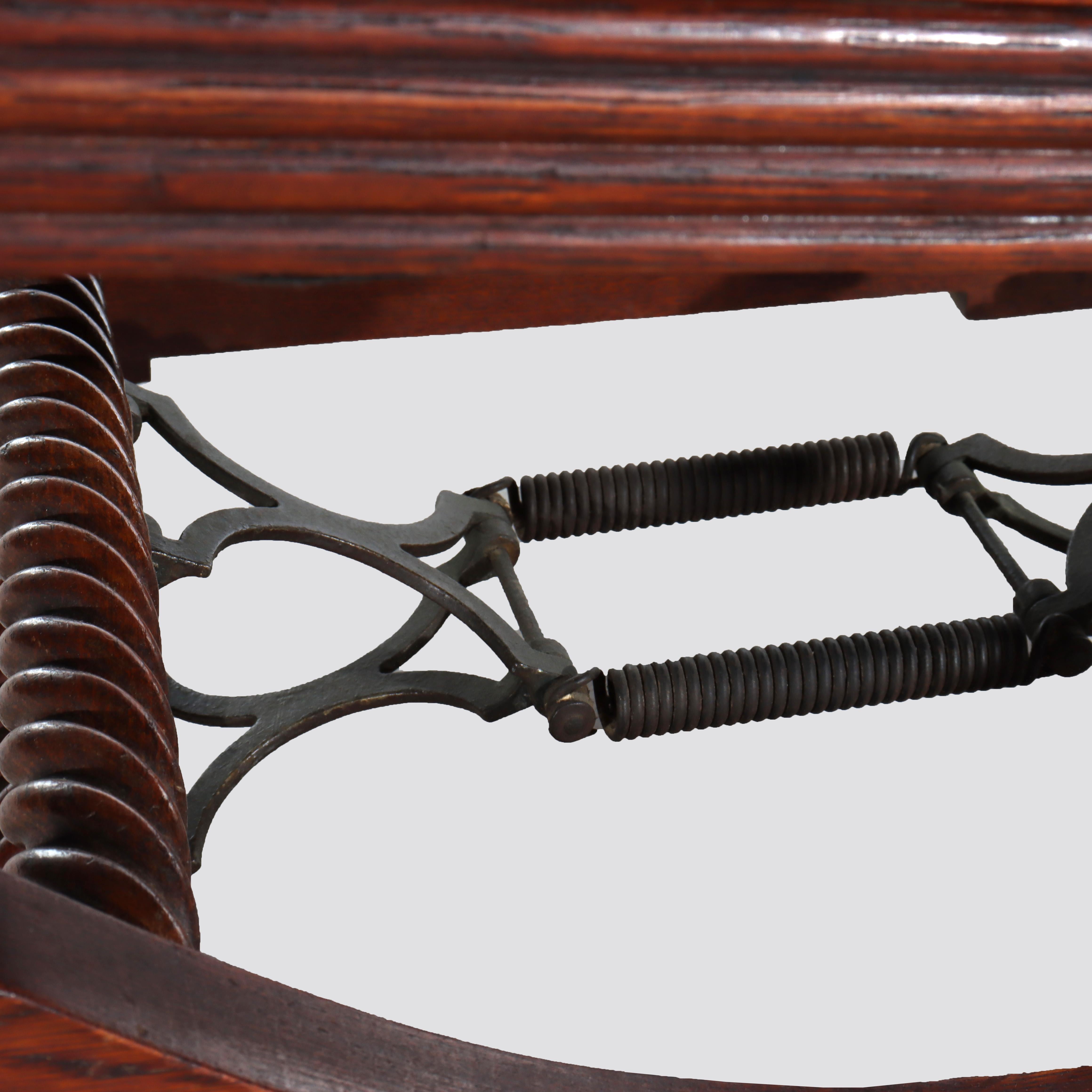 Antike Hunzinger Eiche Seil Twist Plattform Schaukelstuhl c1890 im Angebot 2