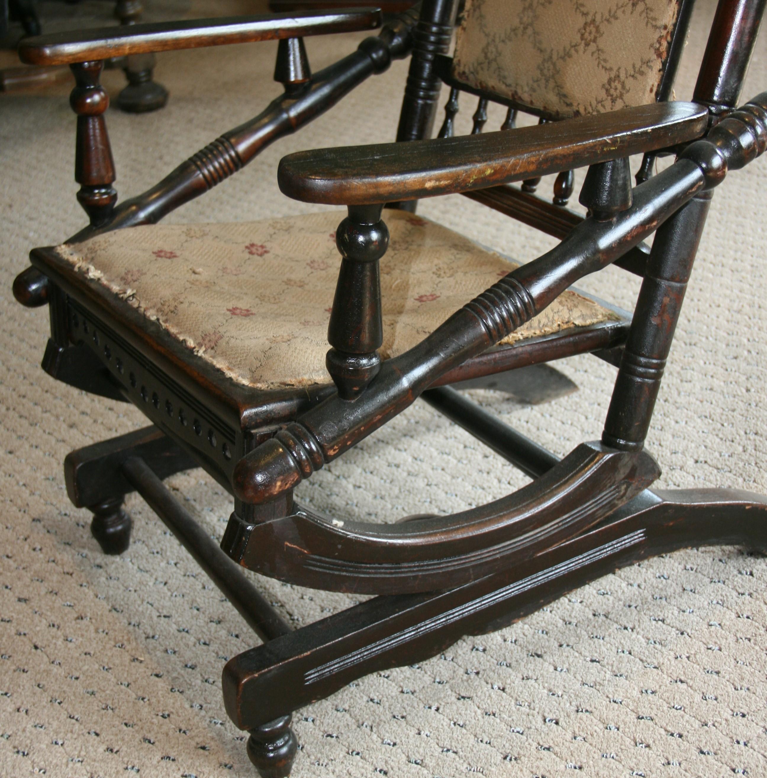 Antique Hunzinger Rocking Chair In Good Condition For Sale In Douglas Manor, NY