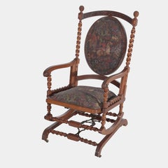 Antique Hunzinger Walnut Rope Twist Platform Rocking Chair c1890
