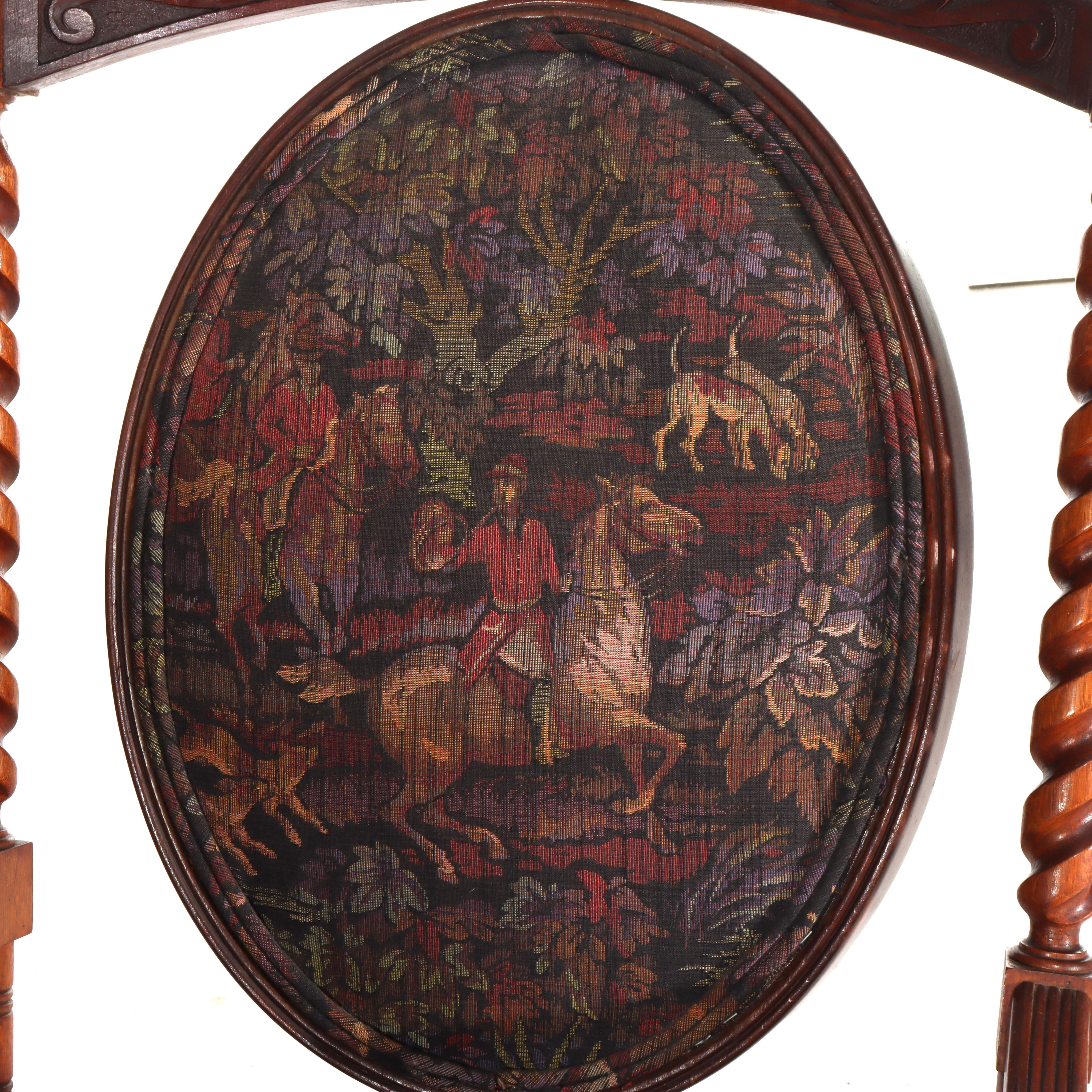 Antica sedia a dondolo con piattaforma a corda Hunzinger in noce, 1890 ca. In condizioni buone in vendita a Big Flats, NY