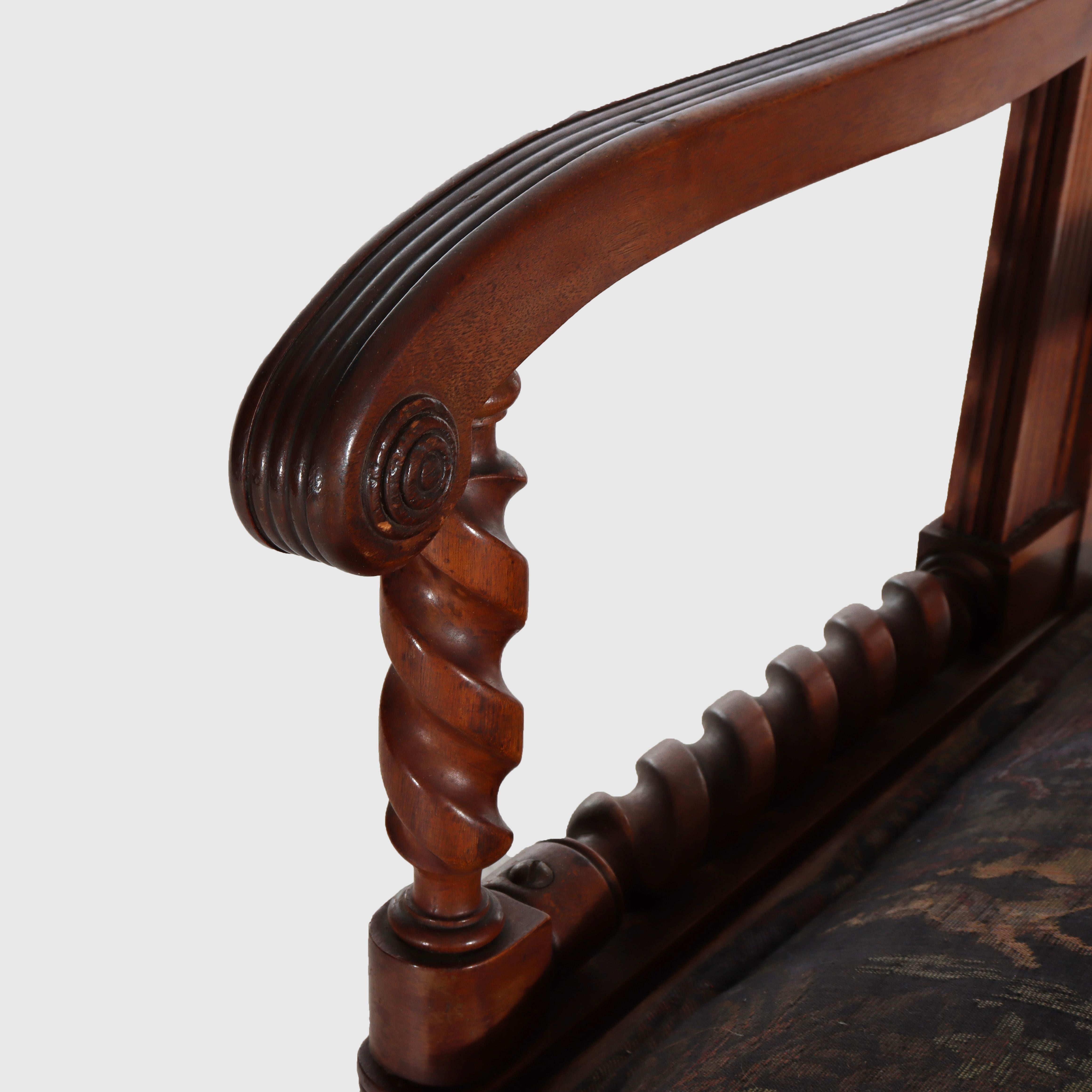 Noce Antica sedia a dondolo con piattaforma a corda Hunzinger in noce, 1890 ca. in vendita