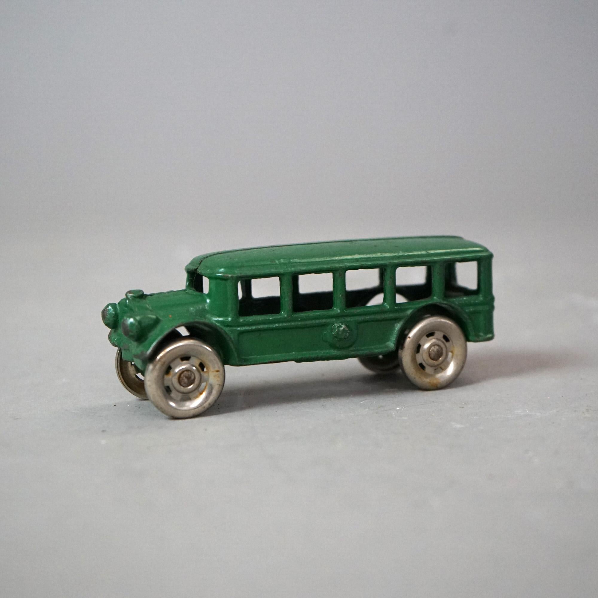 Antique Hurley Green Painted Cast Iron Toy Bus Circa 1930 1