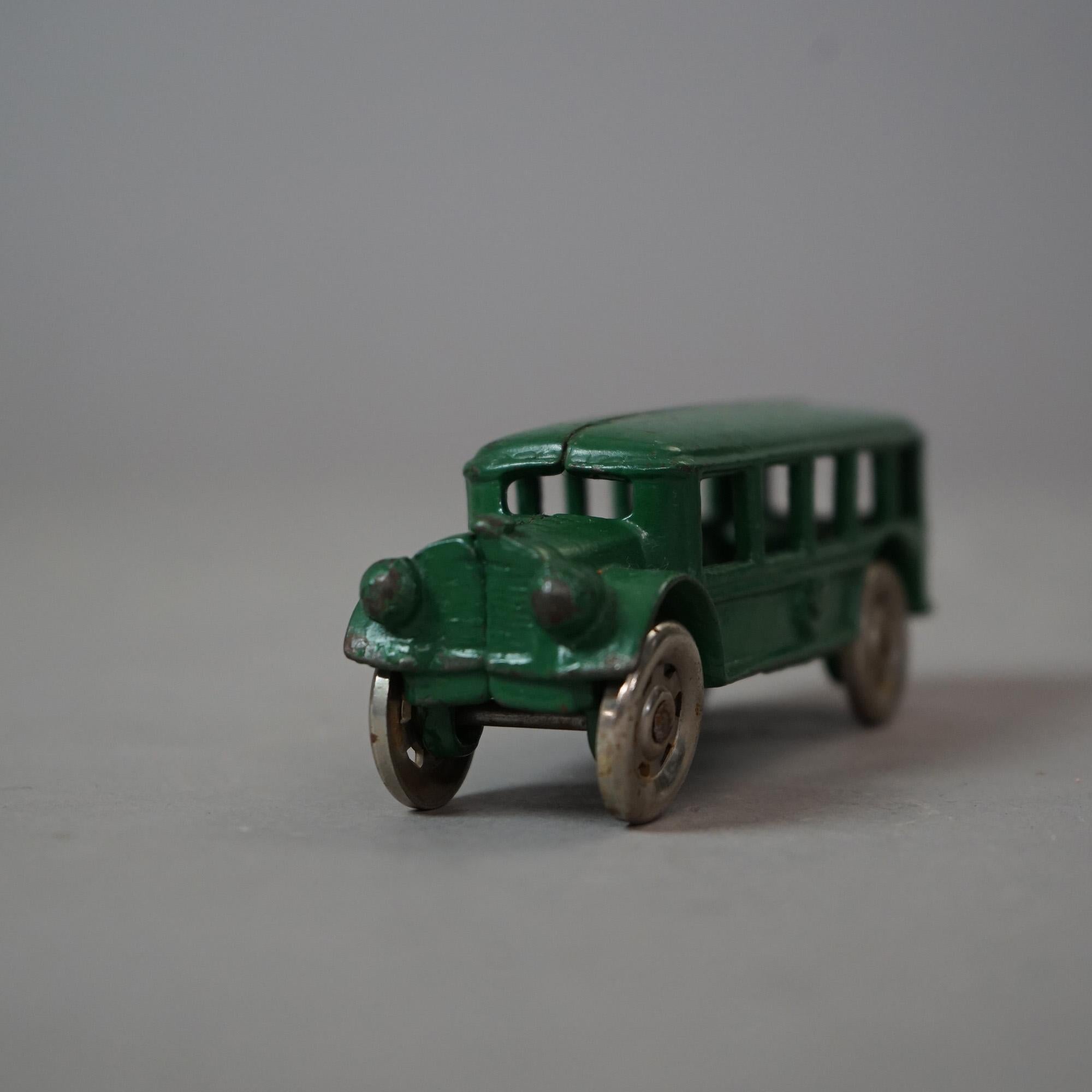 Antique Hurley Green Painted Cast Iron Toy Bus Circa 1930 2